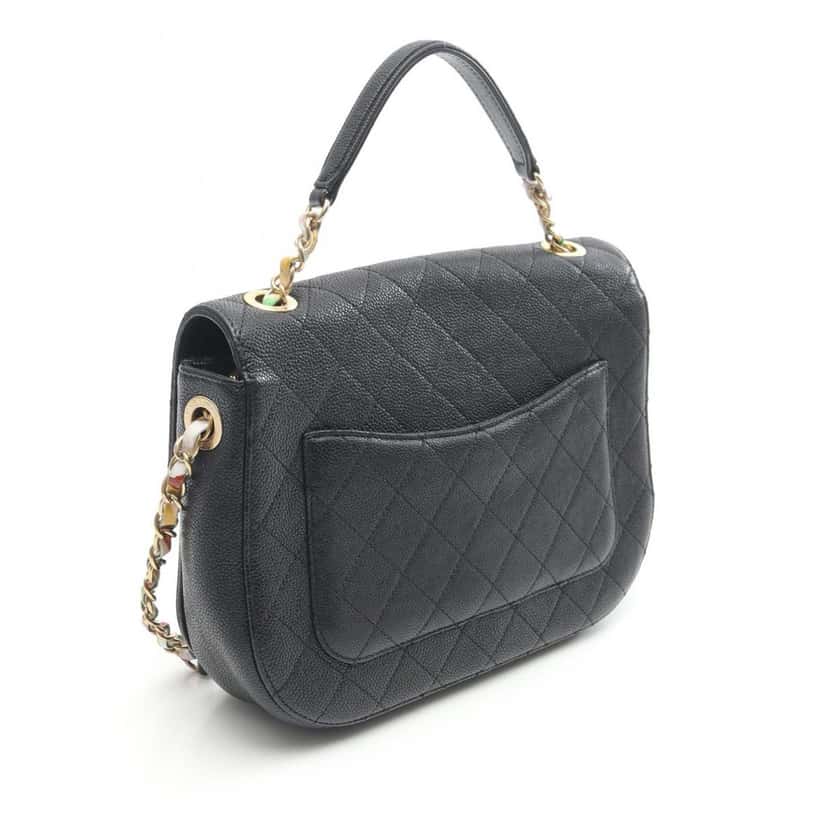 Chanel Medium Caviar Paris Cuba Thread Around Flap Black Leather Good condition - Back View