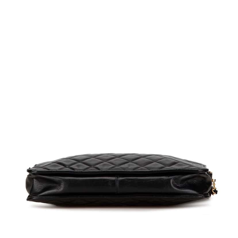 Chanel Quilted Lambskin Chain Crossbody Black Leather Fair condition - Inside View