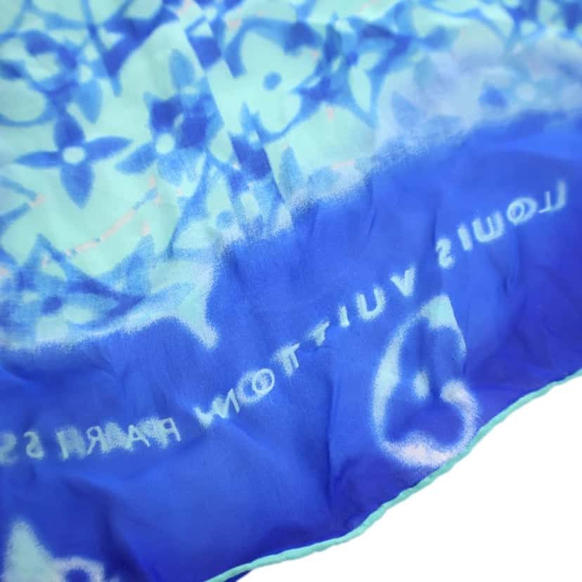Louis Vuitton Monogram Silk Scarf Blue Silk Good condition - Inside View