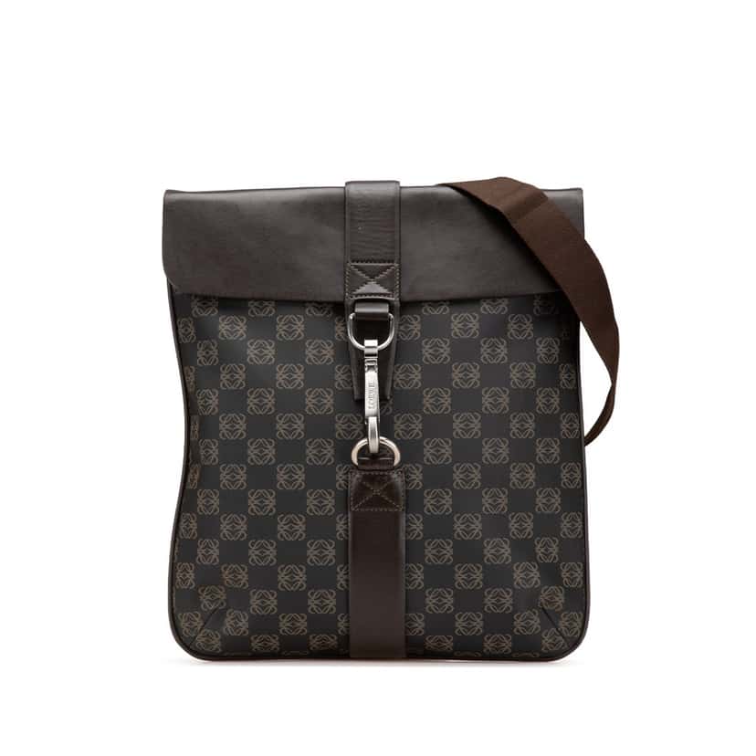 Loewe Anagram Coated Canvas Crossbody Brown Canvas Good condition - Front View