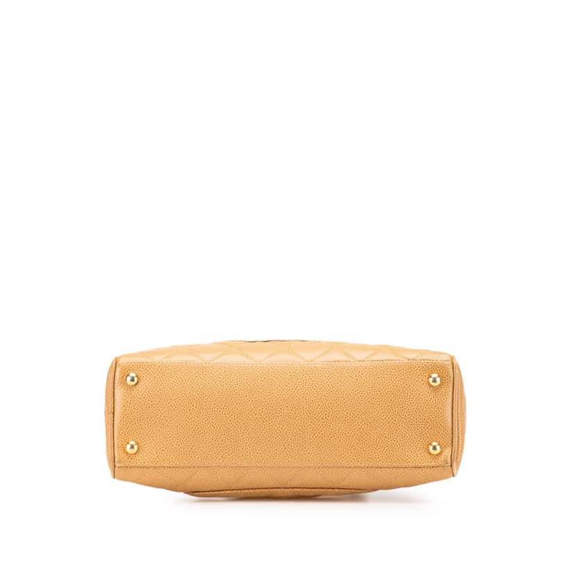 Chanel Small Quilted Caviar Bowler Bag Brown Leather Fair condition - Inside View