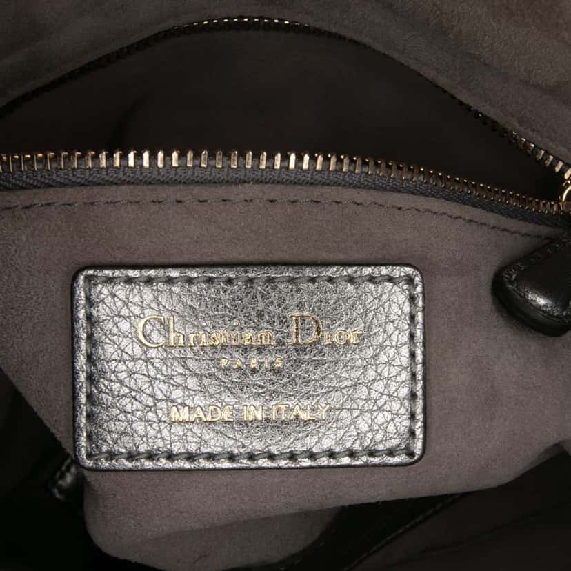 Dior Small Metallic Grained Calfskin Cannage Supple Lady Dior Silver Leather Good condition - Box View