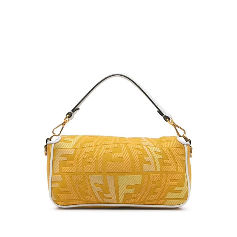 Fendi Sarah Coleman FF Canvas Fisheye  Baguette Satchel Yellow Canvas Good condition - Inside View