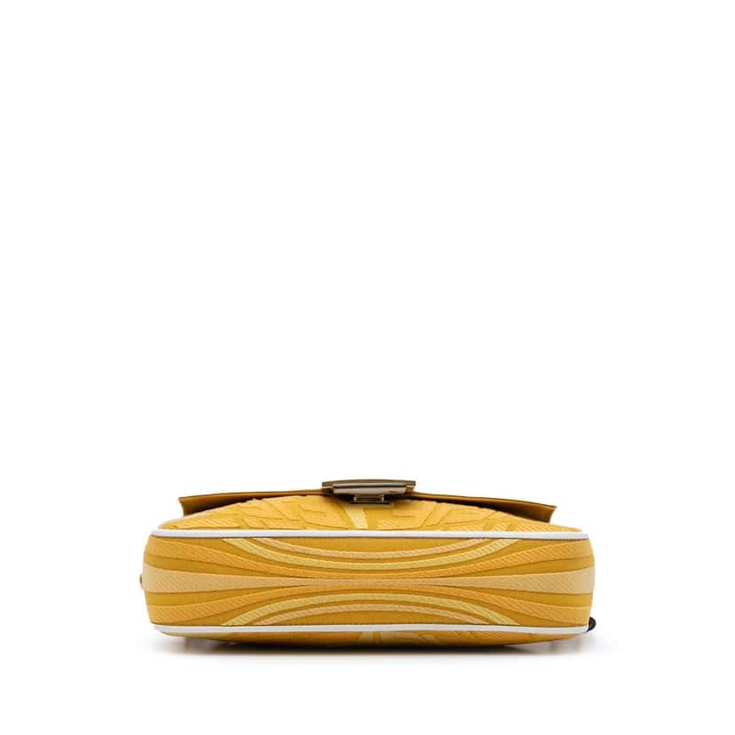 Fendi Sarah Coleman FF Canvas Fisheye  Baguette Satchel Yellow Canvas Good condition - Model View
