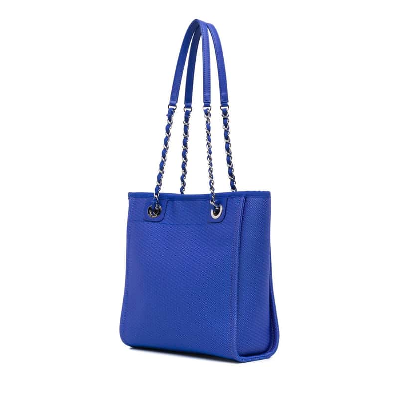 Chanel Mini Canvas Deauville Tote Blue Canvas Good condition - Back View