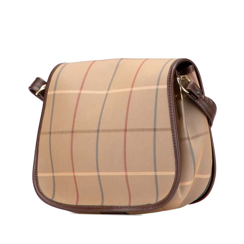 Burberry Vintage Check Canvas Flap Crossbody Brown Canvas Good condition - Back View