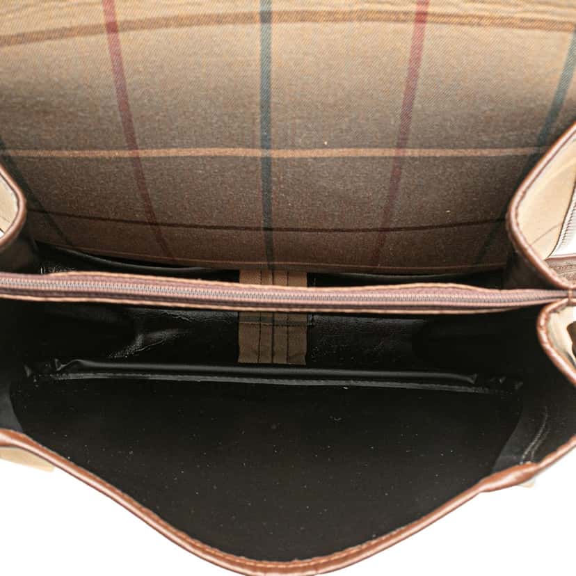 Burberry Vintage Check Canvas Flap Crossbody Brown Canvas Good condition - Model View
