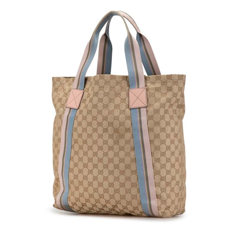 Gucci GG Canvas Web Tote Brown Canvas Good condition - Back View