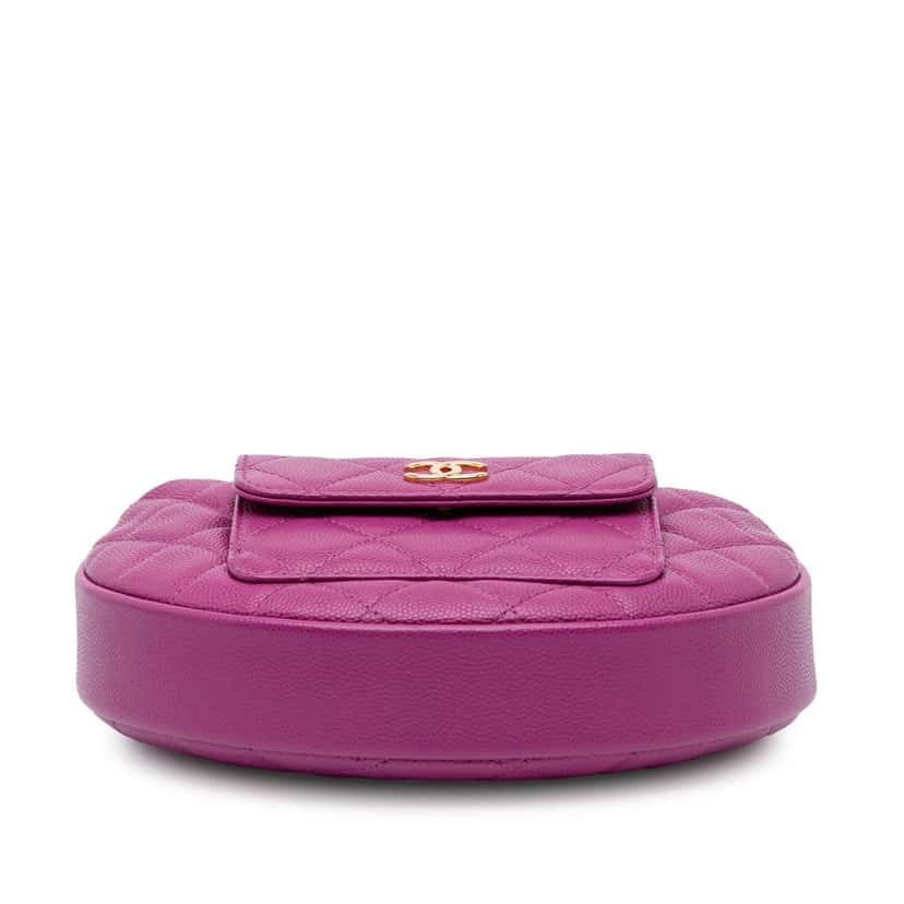 Chanel Quilted Caviar Polly Pocket Hobo Purple Leather Good condition - Inside View