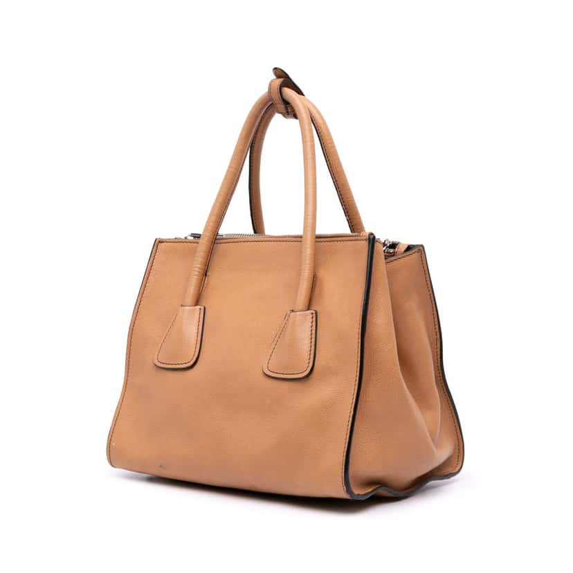 Prada Glace Calf Twin Pocket Satchel Brown Leather Good condition - Back View