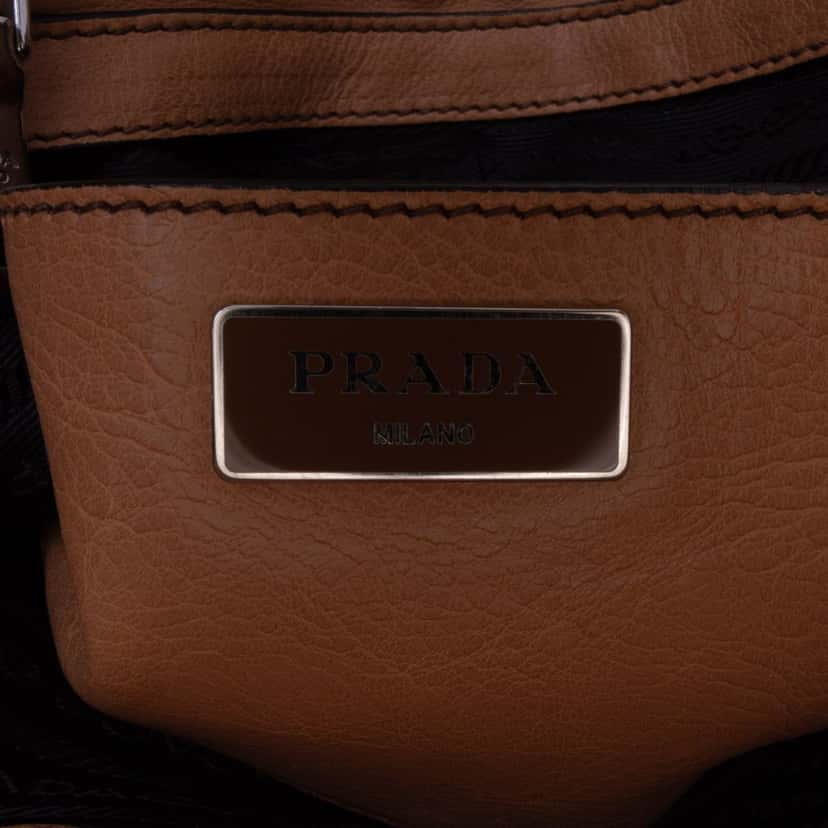 Prada Glace Calf Twin Pocket Satchel Brown Leather Good condition - Box View