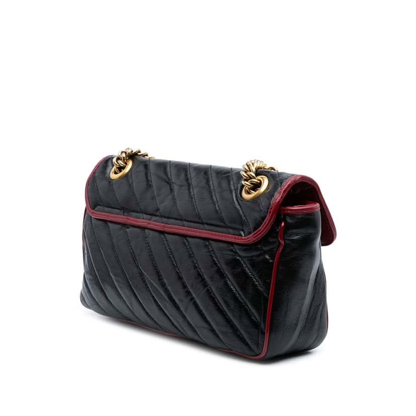 Gucci Small GG Marmont Matelasse Leather Torchon Flap Crossbody Black Leather Good condition - Back View