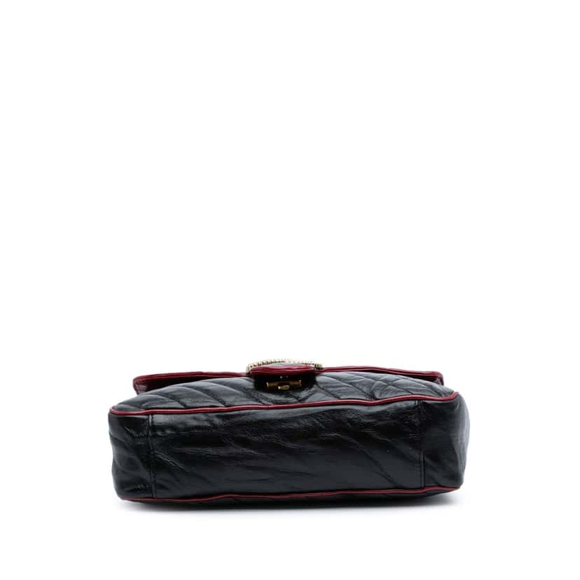 Gucci Small GG Marmont Matelasse Leather Torchon Flap Crossbody Black Leather Good condition - Inside View