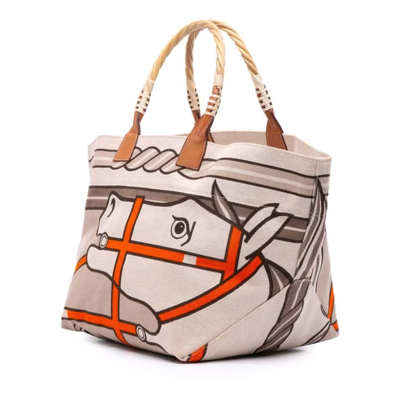 Hermès Toile H Plume Quadrige au Fil Steeple 31 Brown Canvas Good condition - Back View