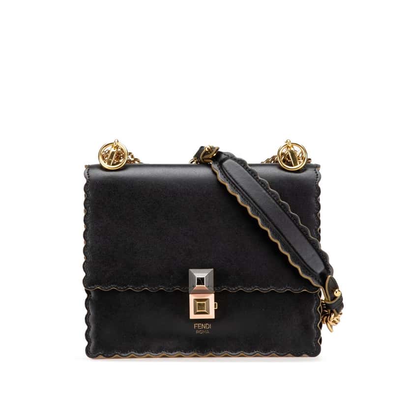Fendi Small Leather Kan I Crossbody Black Leather Good condition - Front View