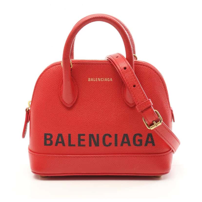 Balenciaga XXS Grained Calfskin Logo Ville Top Handle Bag Red Leather Good condition - Front View