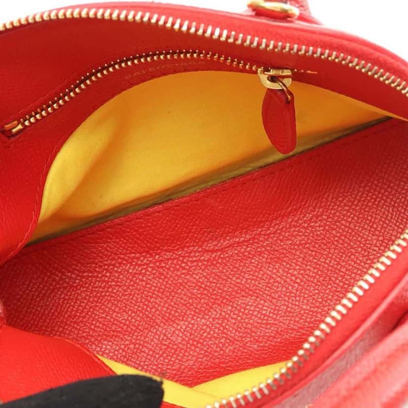 Balenciaga XXS Grained Calfskin Logo Ville Top Handle Bag Red Leather Good condition - Inside View