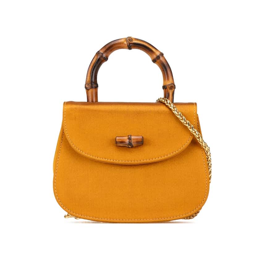 Gucci Mini Satin Bamboo Night Gold Satin Good condition - Front View