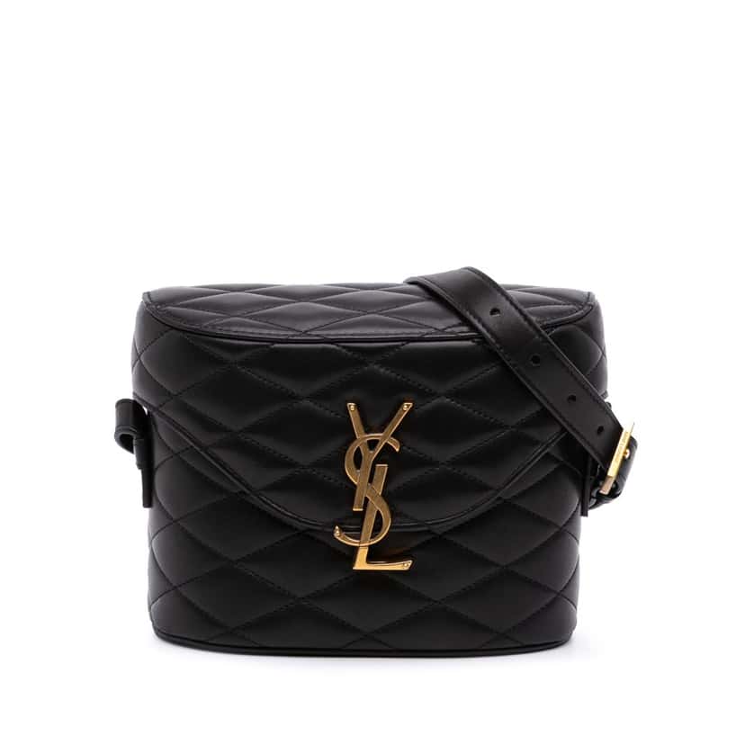 Saint Laurent Quilted Lambskin Monogram June Box Bag Black Leather Good condition - Front View
