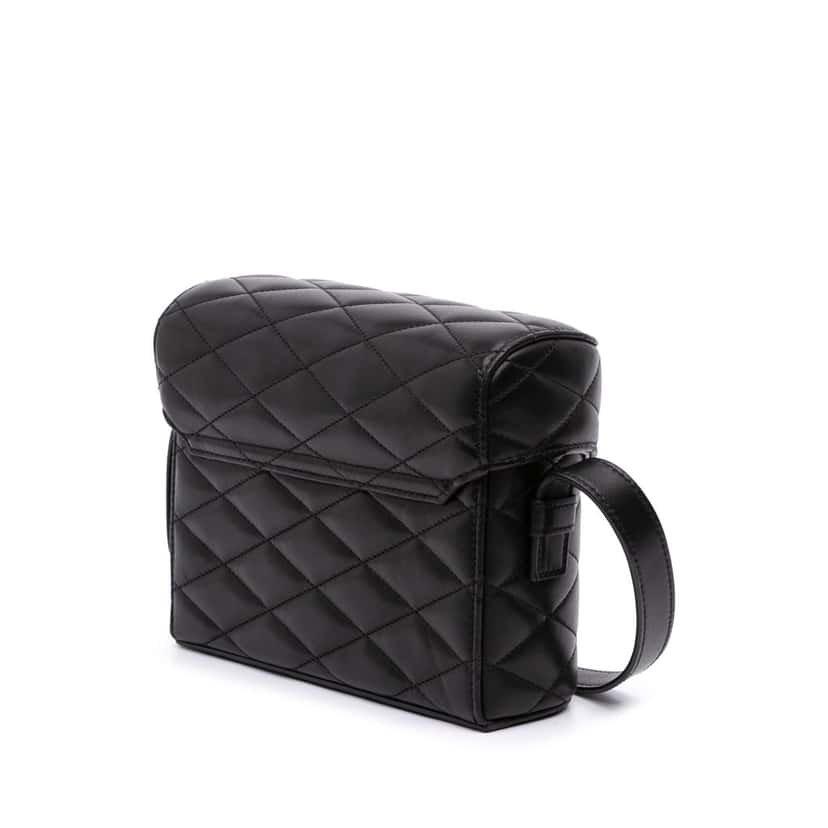 Saint Laurent Quilted Lambskin Monogram June Box Bag Black Leather Good condition - Back View