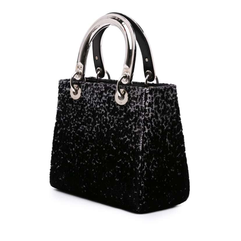 Dior Medium Velvet and Canvas Lady Dior Black Velvet Good condition - Back View