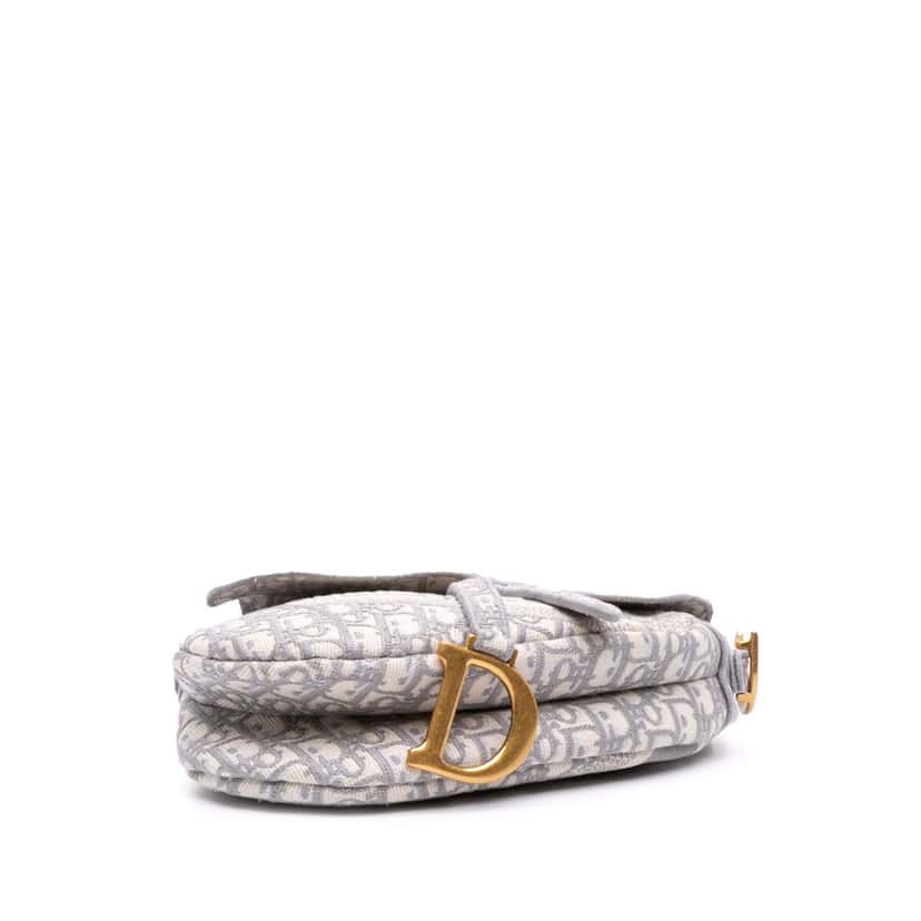 Dior Oblique Canvas Embroidered Saddle Bag Grey Canvas Good condition - Inside View