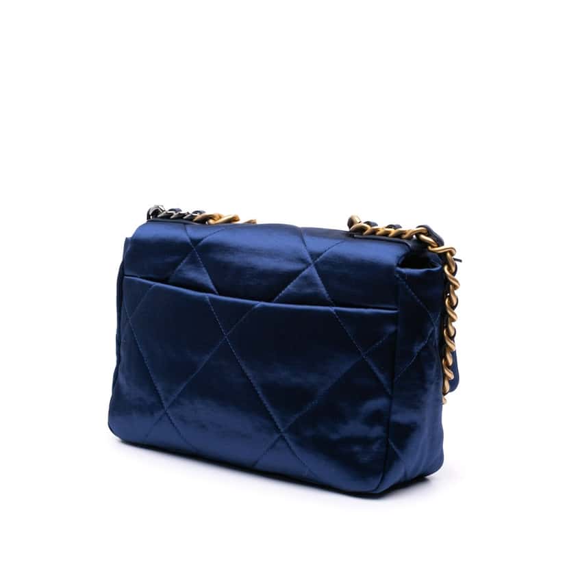 Chanel Medium Satin 19 Flap Blue Satin Good condition - Back View