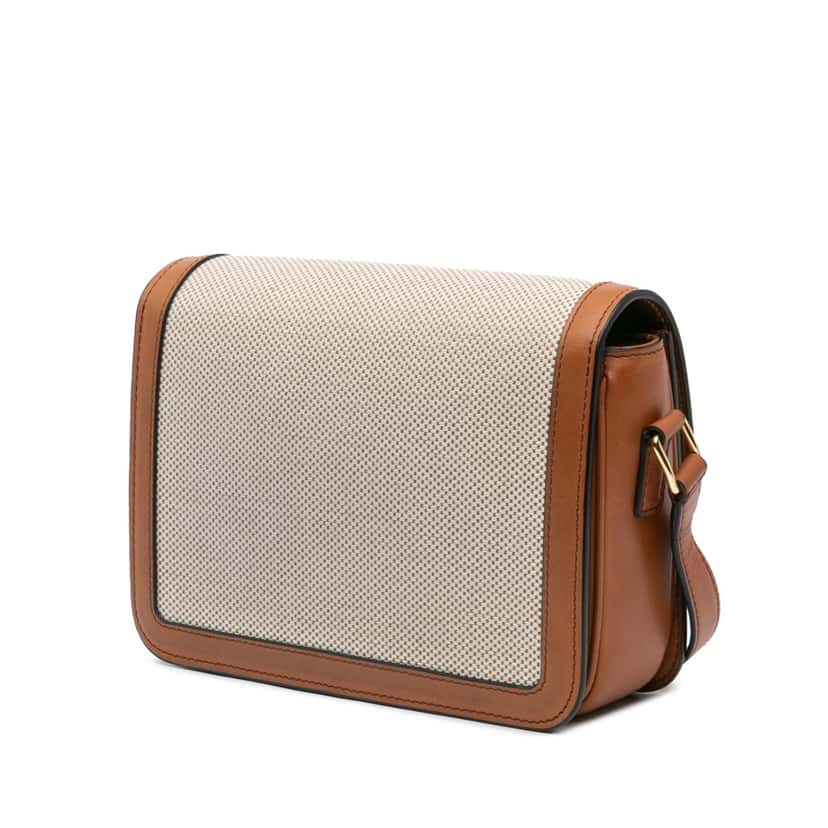 Celine Teen Canvas and Calfskin Triomphe Crossbody Brown Canvas Good condition - Back View