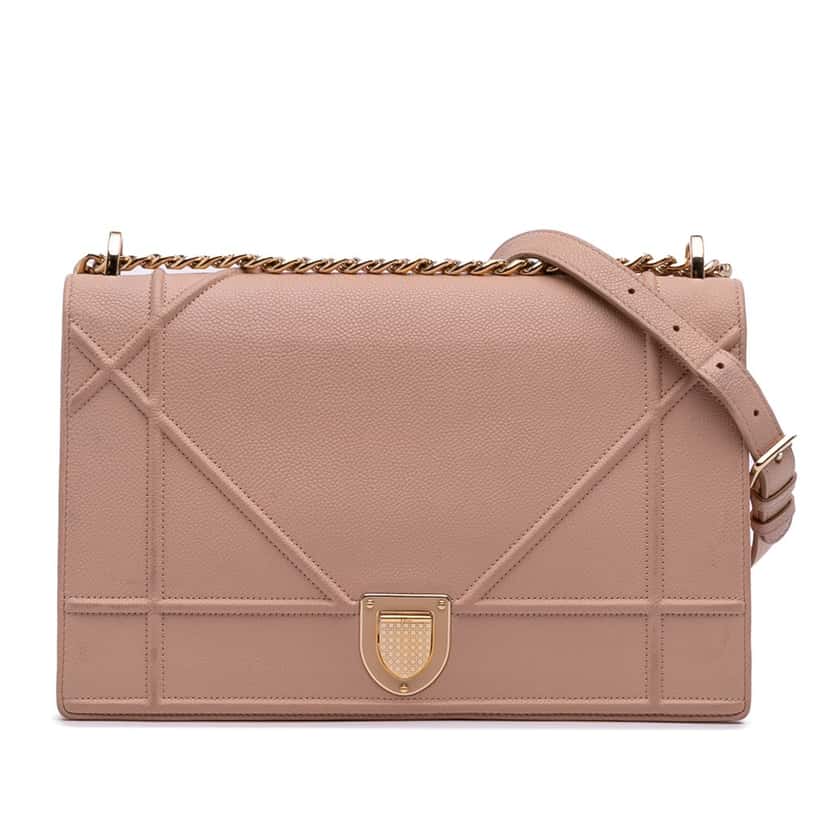 Dior Medium Grained Calfskin Diorama Flap Pink Leather Good condition - Front View