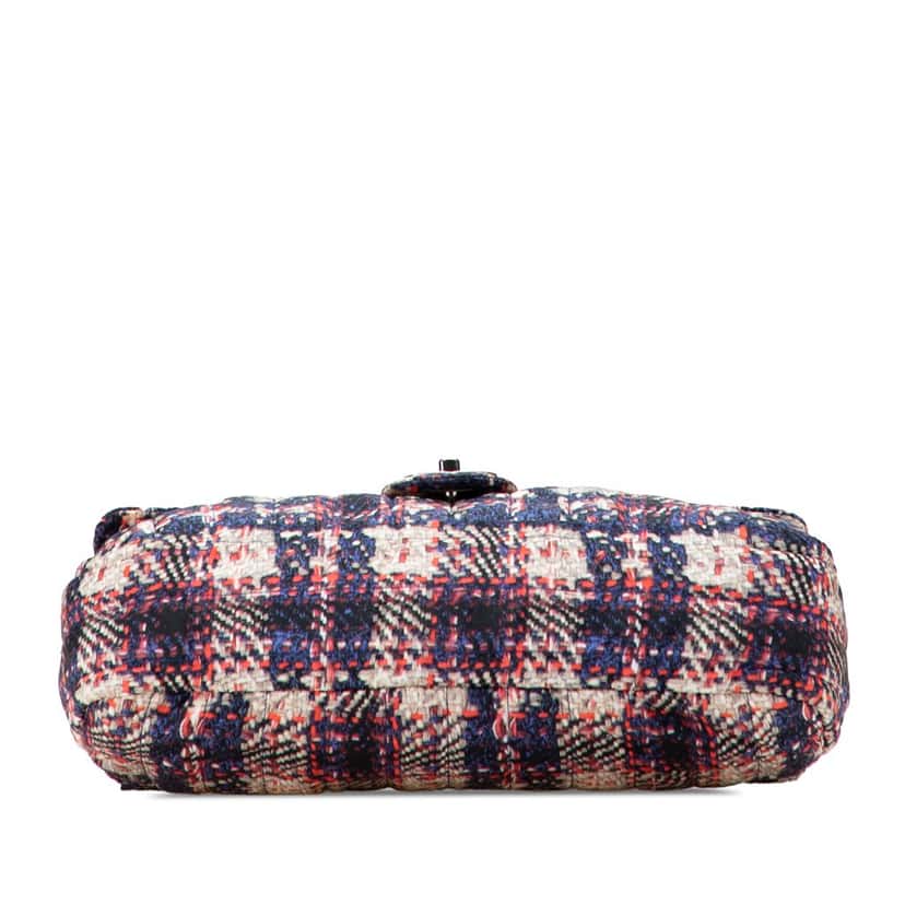 Chanel CC Nylon Tweed Print Single Flap Blue Good condition - Inside View