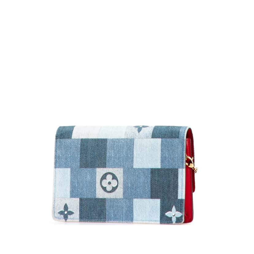Louis Vuitton Monogram Denim Patchwork Fiore Chain Wallet Blue Canvas Very good condition - Back View