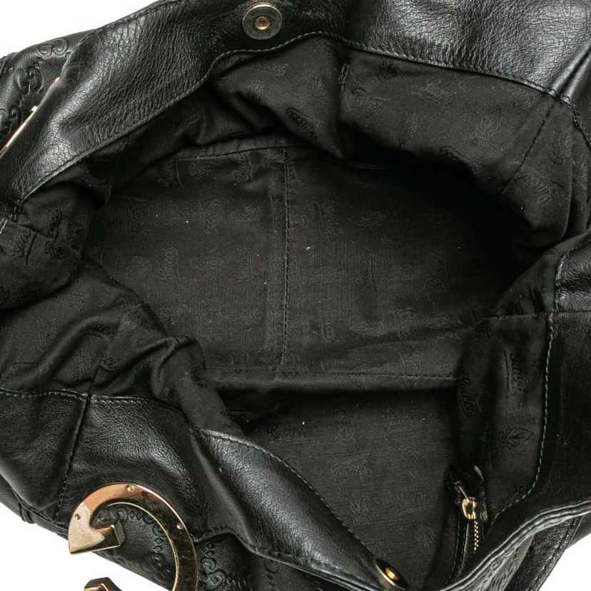 Gucci Guccissima Charlotte Tote Black Leather Good condition - Model View