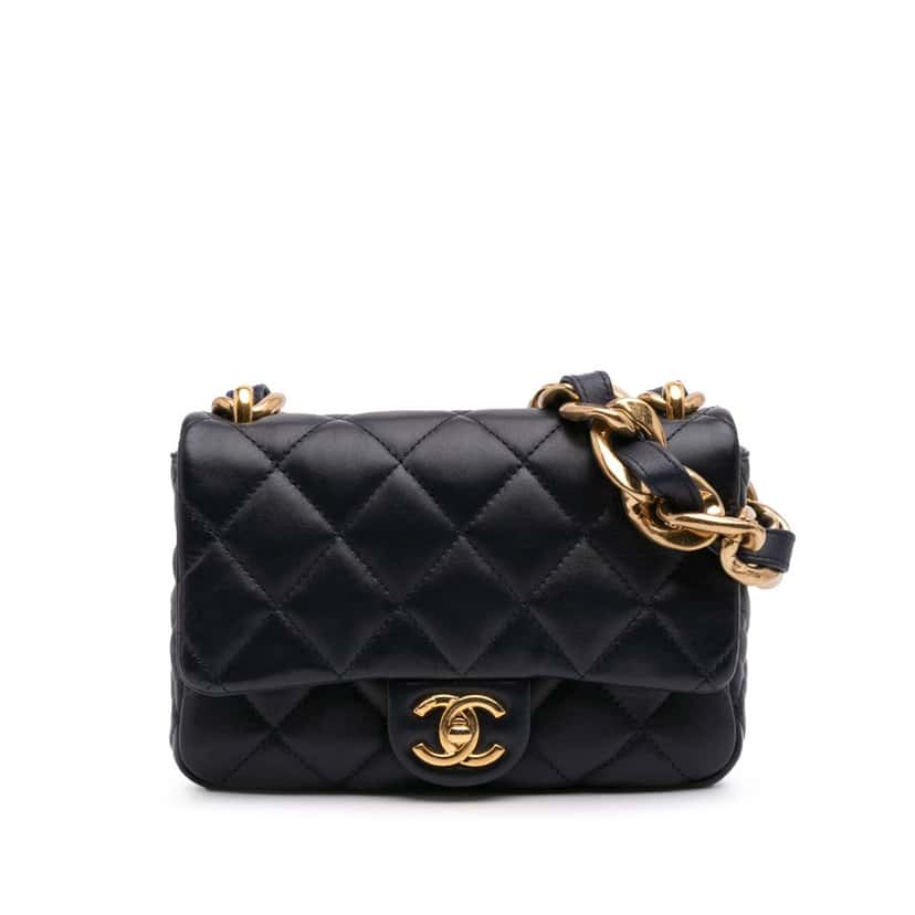 Chanel Small Quilted Lambskin Funky Town Flap Purple Leather Good condition - Front View