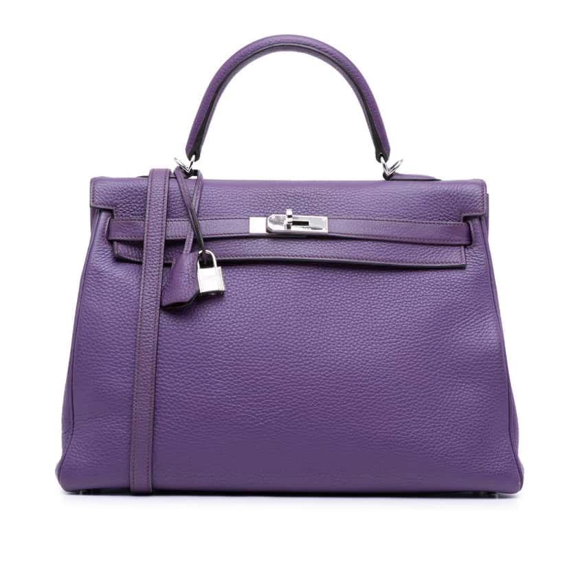 Hermès Togo Kelly II Retourne 35 Purple Leather Good condition - Front View