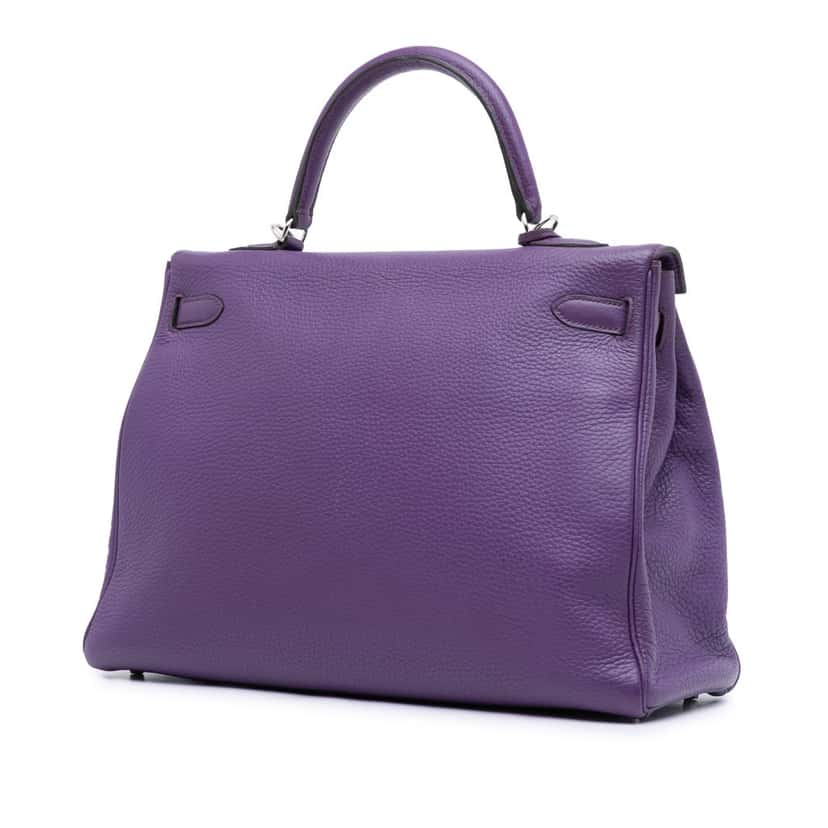 Hermès Togo Kelly II Retourne 35 Purple Leather Good condition - Back View