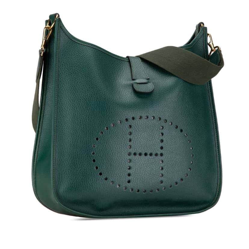 Hermès Togo Evelyne I GM Green Leather Good condition - Back View