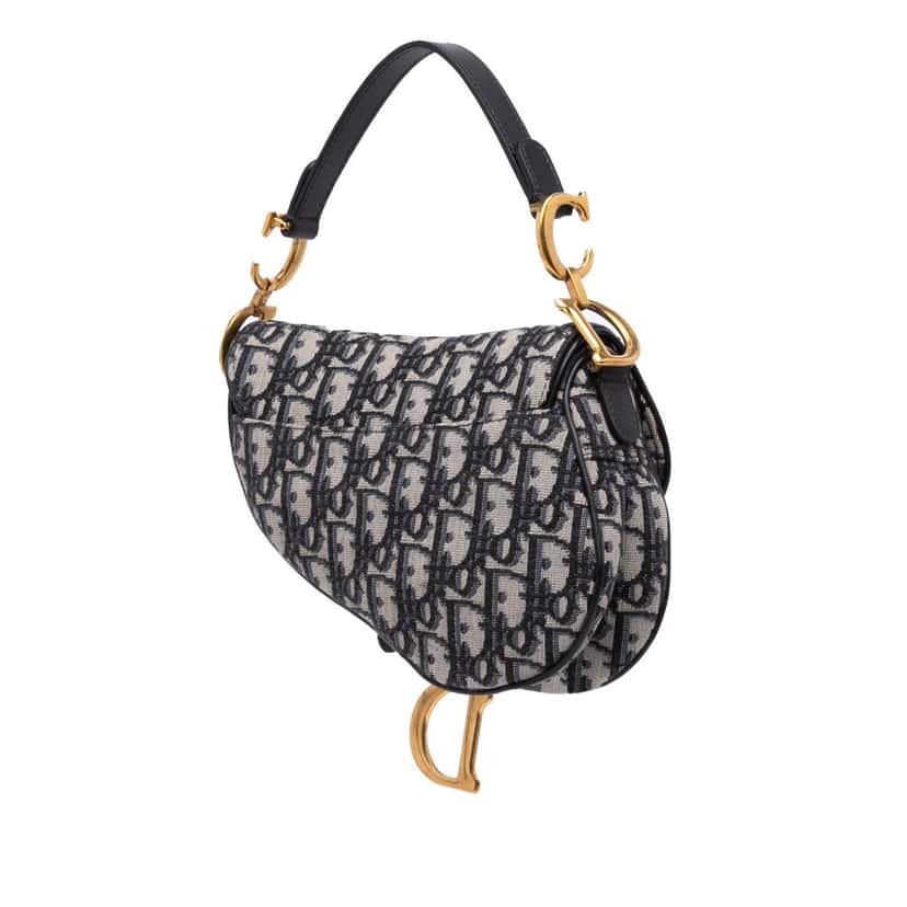 Dior Mini Oblique Canvas Saddle Bag Blue Canvas Good condition - Back View