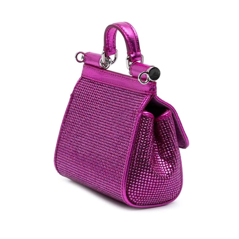 Dolce & Gabbana Mini Crystal Embellished Satin Sicily Bag Purple Satin Good condition - Back View