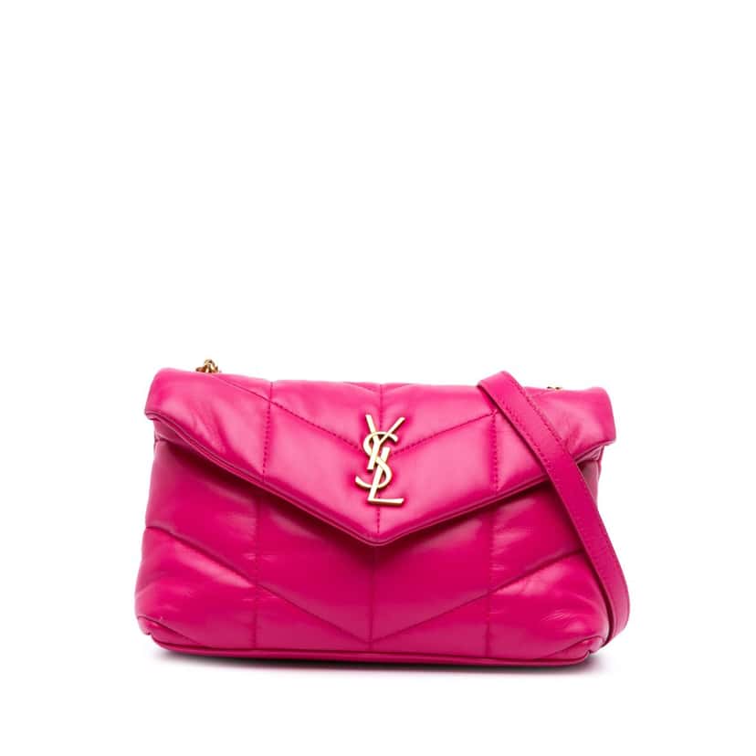 Saint Laurent Toy Lambskin Loulou Puffer Crossbody Pink Leather Good condition - Front View