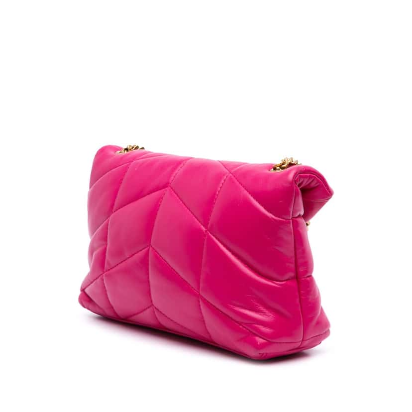 Saint Laurent Toy Lambskin Loulou Puffer Crossbody Pink Leather Good condition - Back View