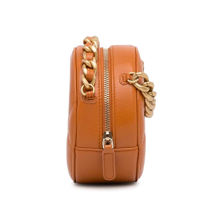 Chanel Lambskin 19 Round Clutch with Chain Brown Leather Good condition - Inside View