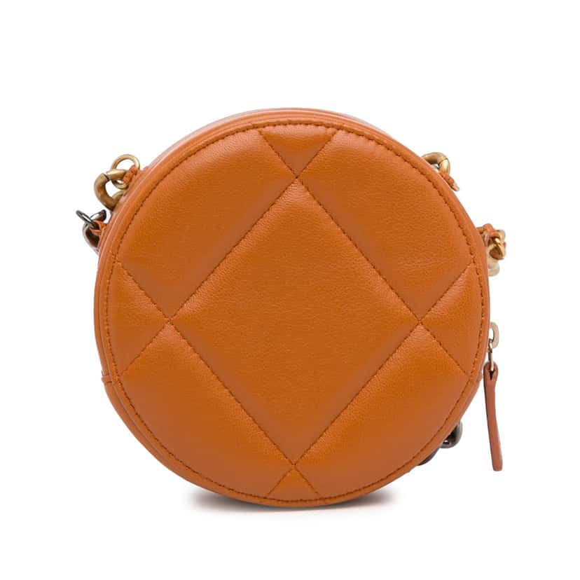 Chanel Lambskin 19 Round Clutch with Chain Brown Leather Good condition - Model View
