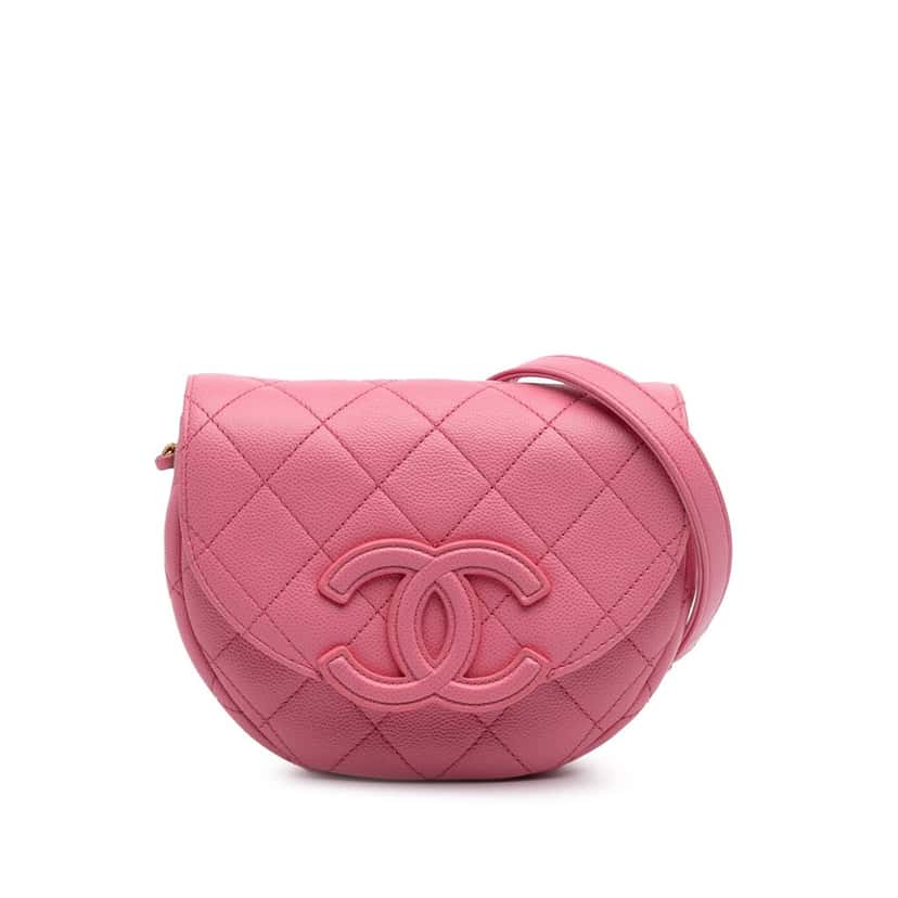Chanel Mini CC Quilted Caviar Messenger Flap Pink Leather Very good condition - Front View