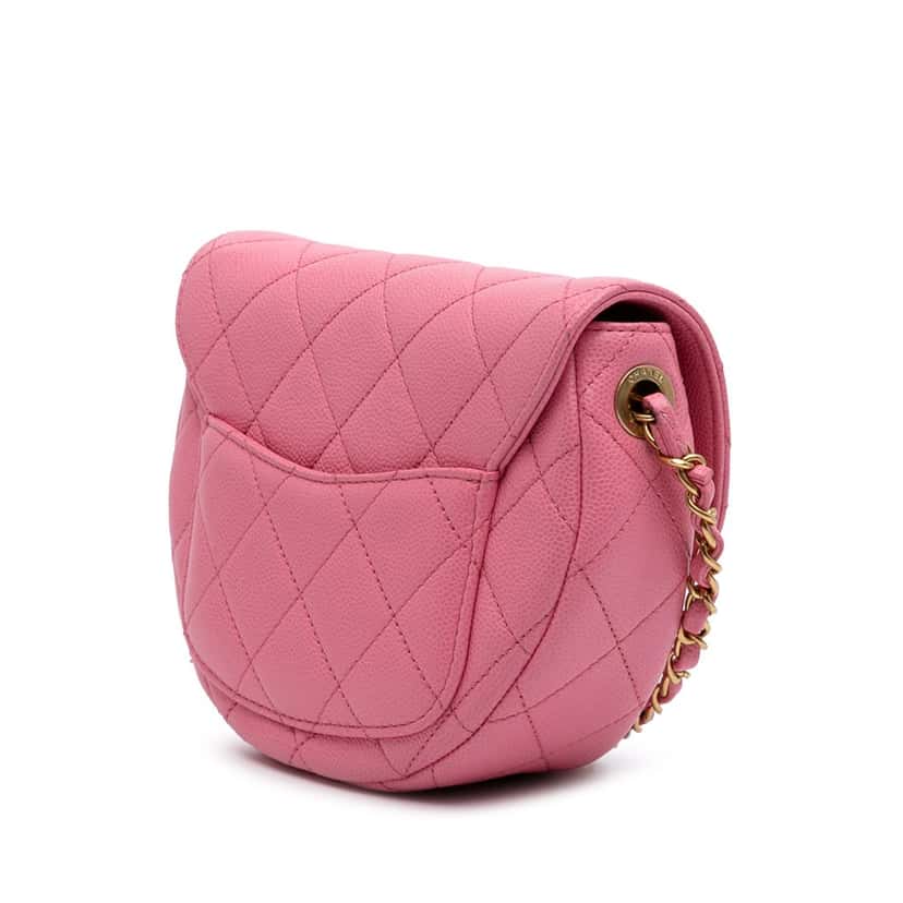 Chanel Mini CC Quilted Caviar Messenger Flap Pink Leather Very good condition - Back View