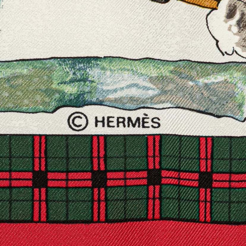 Hermès Bull & Mouth Western Coach Office Silk Scarf Red Silk Good condition - Model View