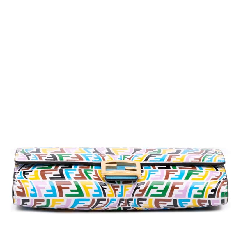 Fendi Sarah Coleman Micro FF Embossed Calfskin Fish Eye Vertigo Wallet On Chain White Leather Good condition - Inside View
