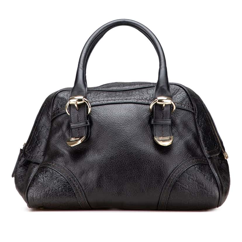 Gucci Large Guccissima Trimmed Leather Signoria Dome Handbag Black Leather Good condition - Front View