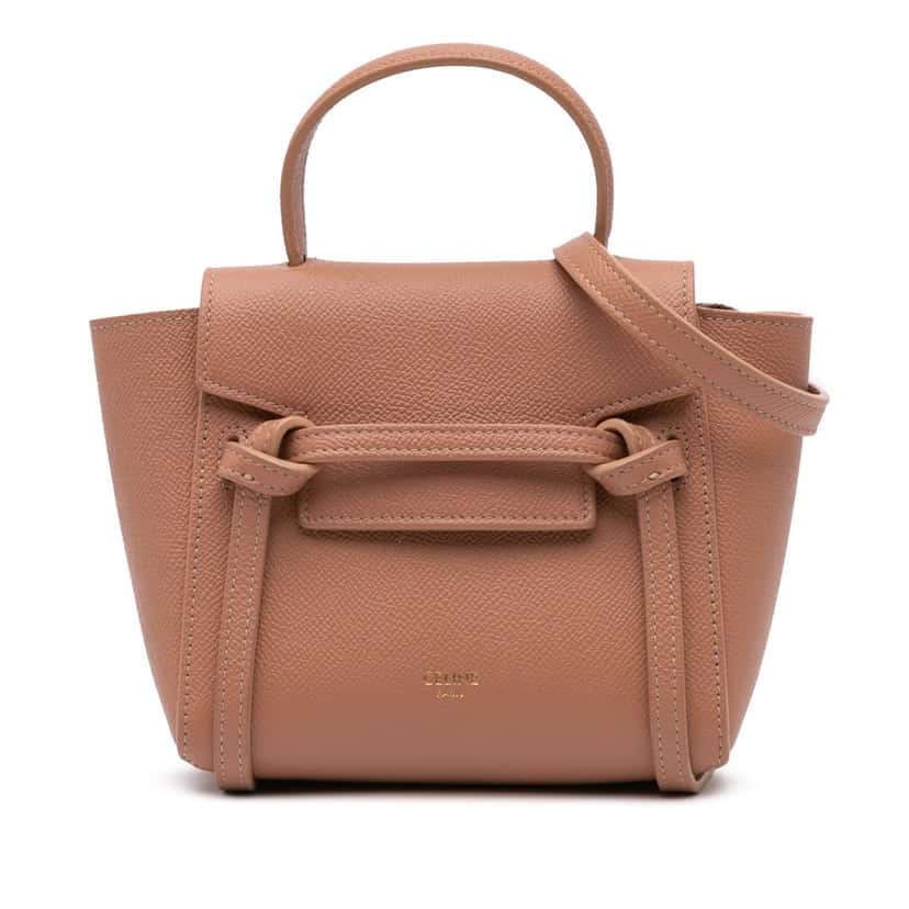 Celine Pico Grained Calfskin Belt Bag Pink Leather Good condition - Front View