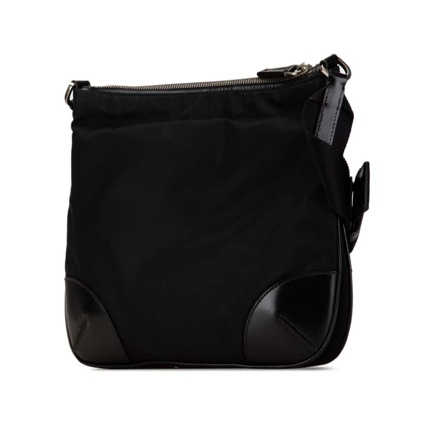 Prada Saffiano Trimmed Tessuto Crossbody Black Good condition - Back View