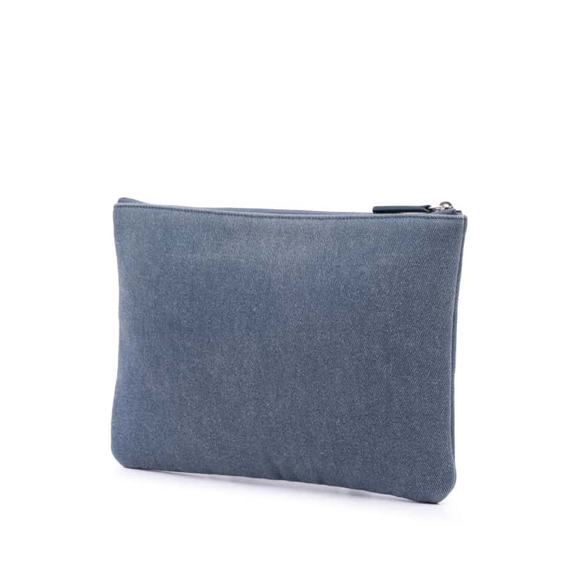Chanel Medium Denim Sequin Deauville O Case Clutch Blue Denim Good condition - Back View